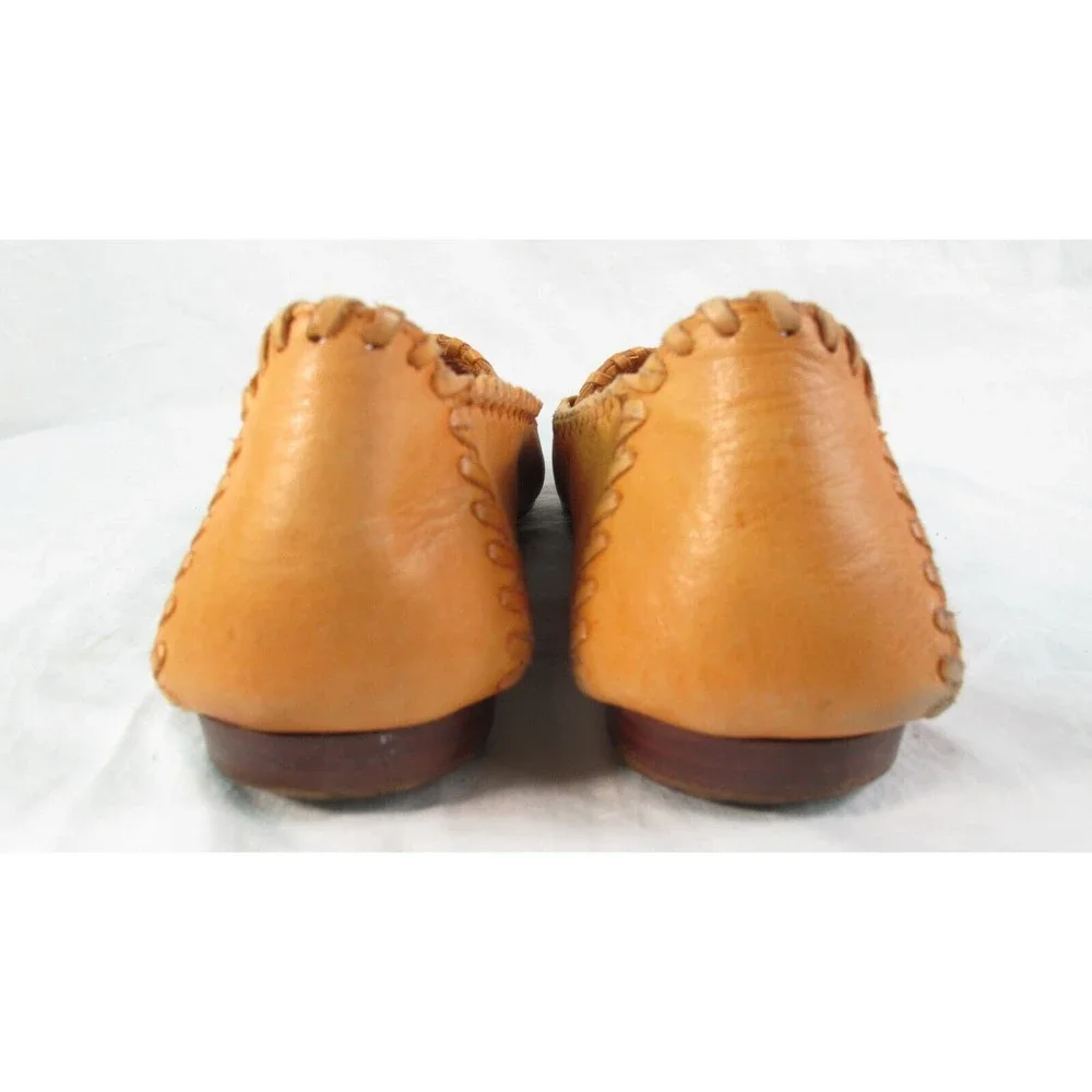 Gloria Vanderbilt Woven Leather Moccasin Loafers Flats Orange Women's Size 10 M - Picture 6 of 9